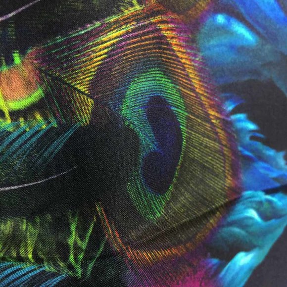 Peacock Feathers, Pink Rose & Wings Long Pure Silk Scarf - Picture 17 of 17